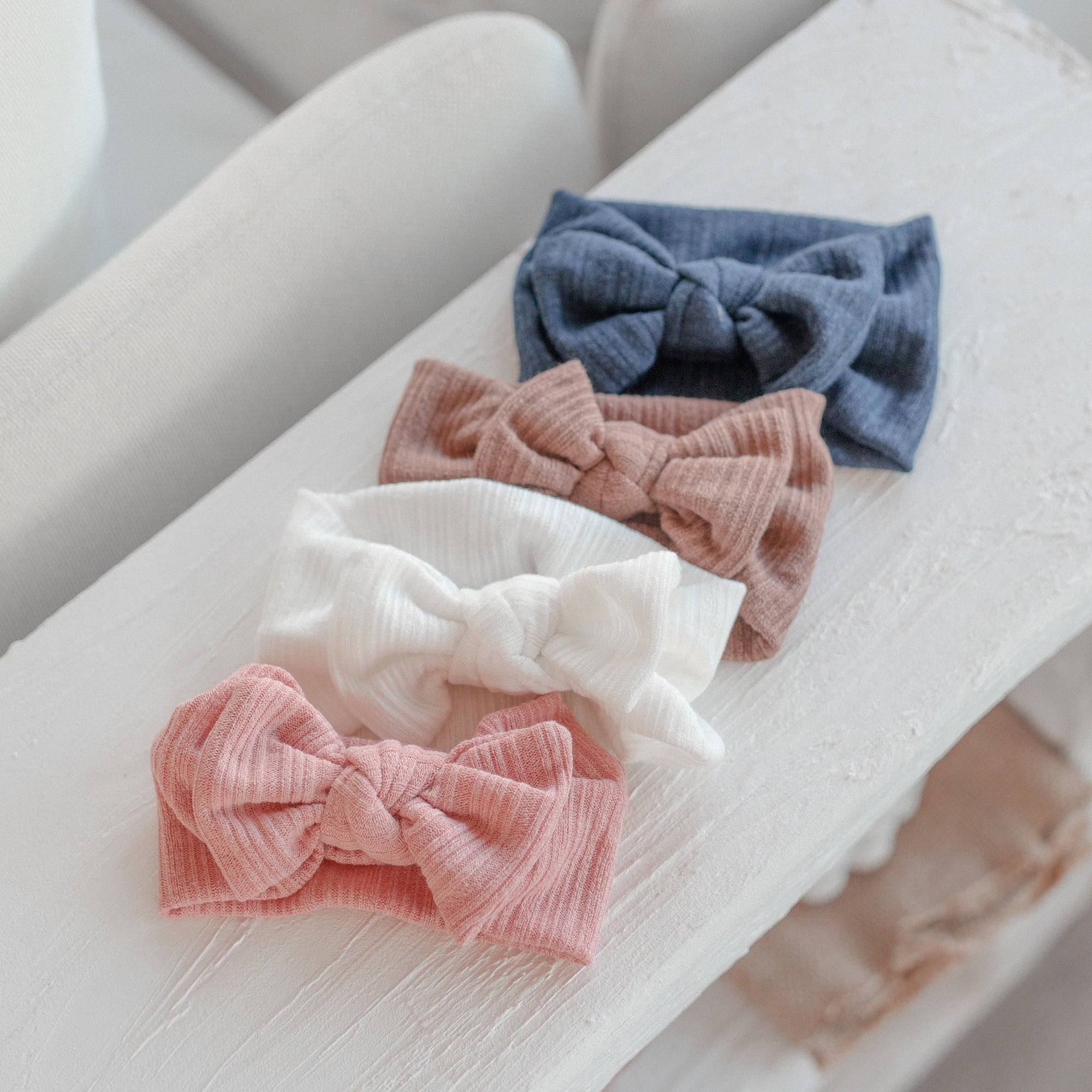 Baby Light Knit Single Soft Bow Knot Headband — Cherry