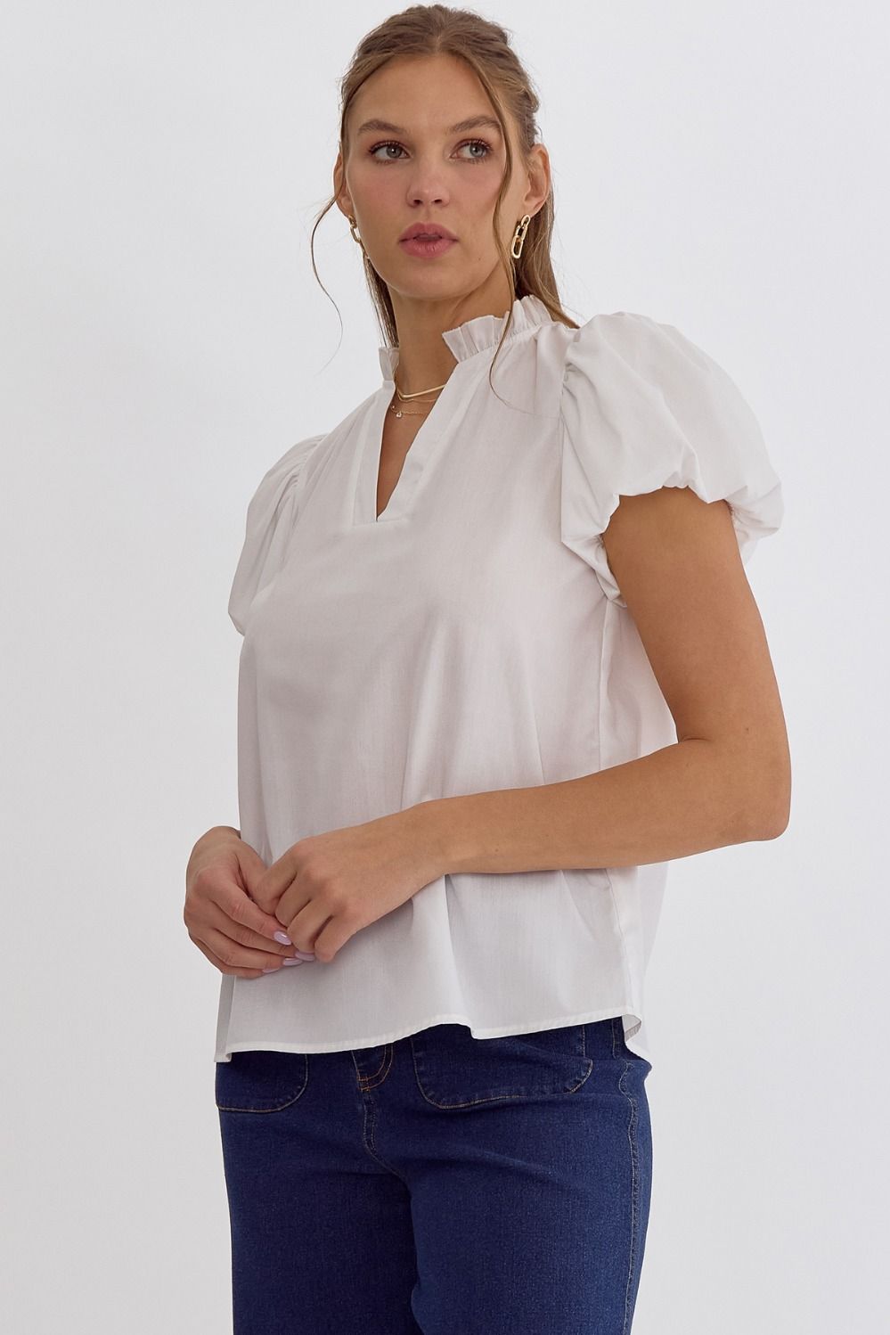 Belle V-Neck Top Off White