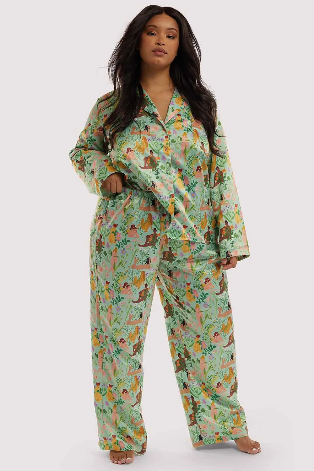 Bodil Jane Nudes & Flowers Long Pyjama Shirt