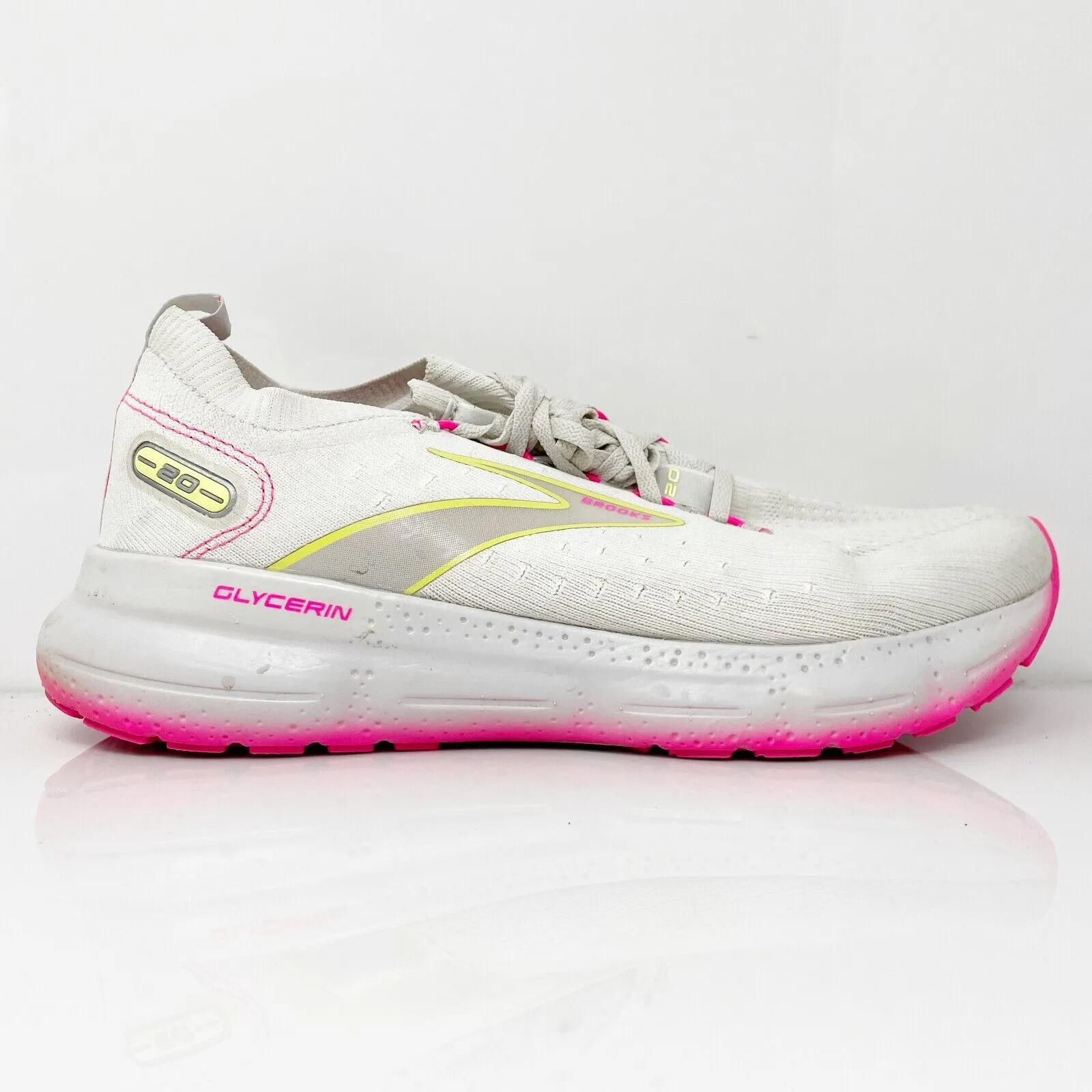 Brooks Womens Stealthfit 20 1203721B067 White Running Shoes Sneakers Size 10.5 B