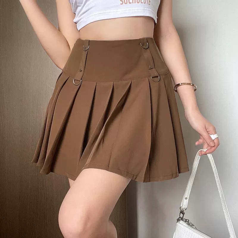 Brown Pleated Summer Skirt SD01344