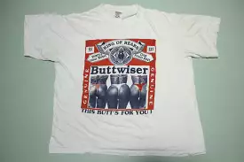 Buttweiser King of Rears Vintage 90's Beer Parody USA T-Shirt