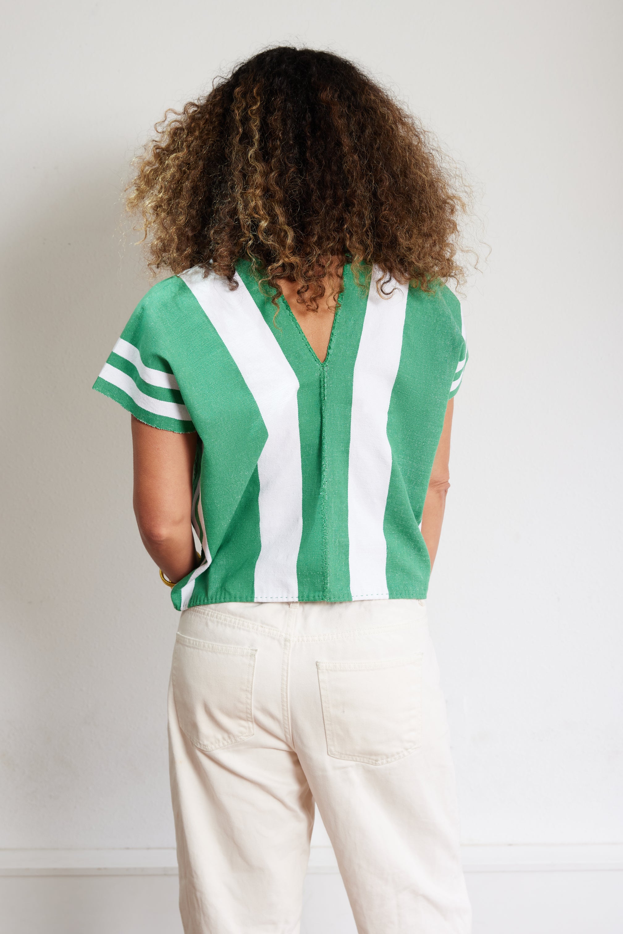 CABO STRIPE V-NECK // EMERALD