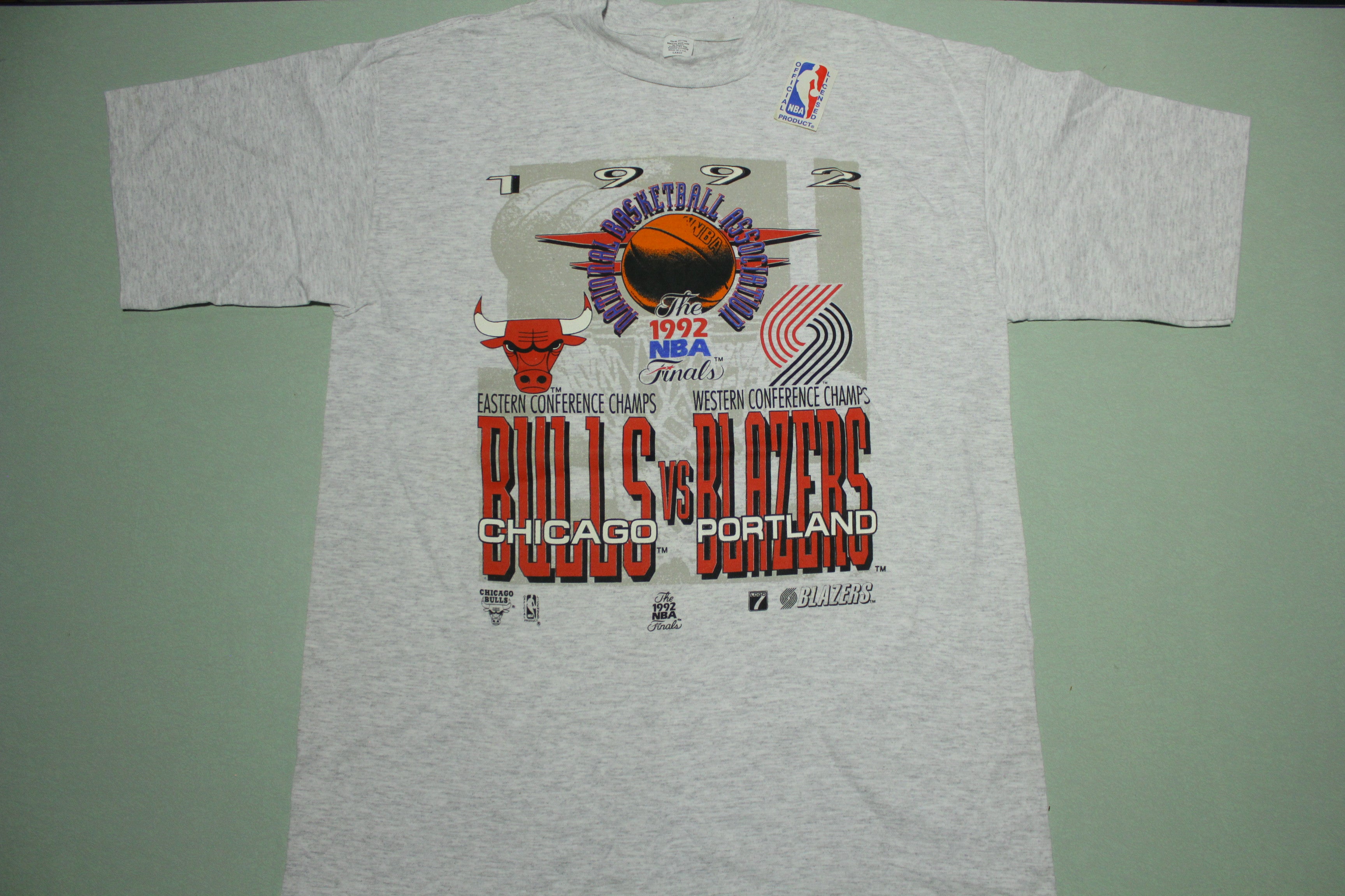 Chicago Bulls Portland Blazers Vintage 1992 Finals Deadstock NBA 90s Jordan T-Shirt