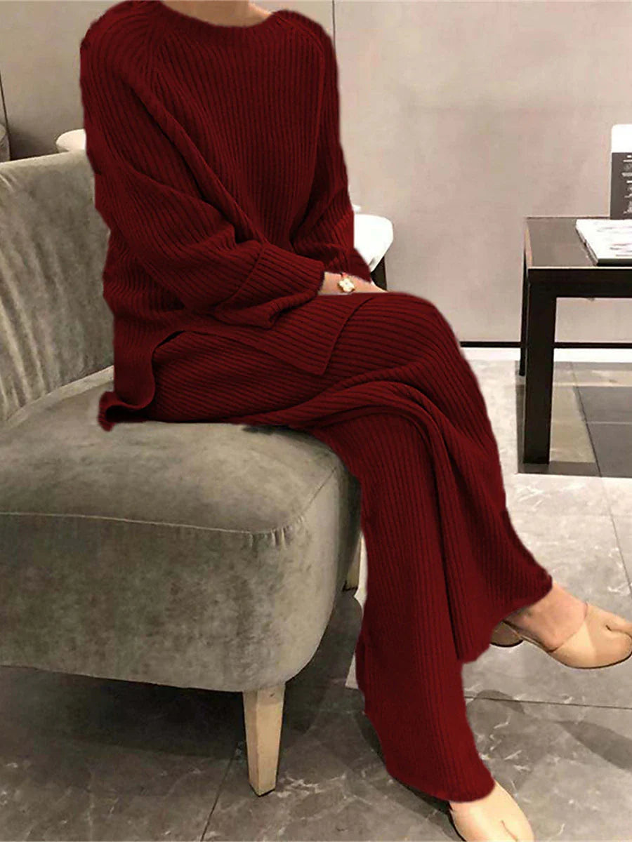 Cozy Chic Women's Knit Pajama Sets for Autumn and Winter