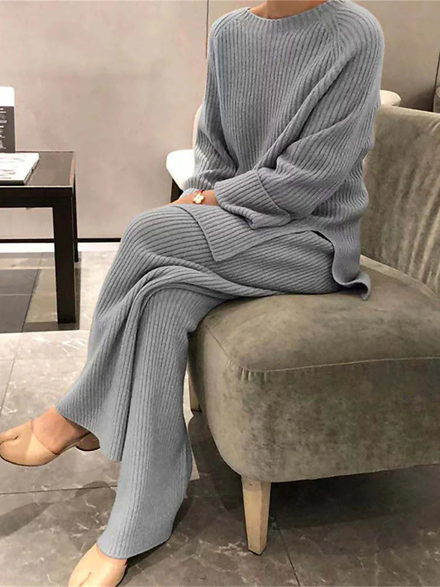 Cozy Chic Women's Knit Pajama Sets for Autumn and Winter