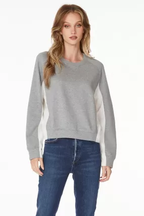 CREWNECK SWEATSHIRT WITH POPLIN INSETS