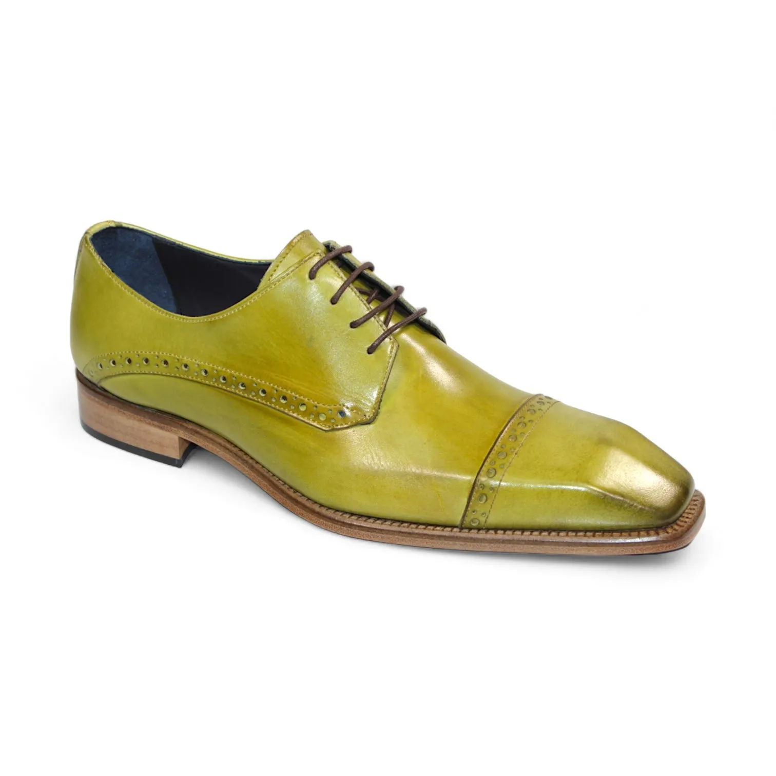 Duca Lombardi Men's Shoes Olive Calf-Skin Leather Oxfords (D1159)