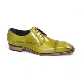 Duca Lombardi Men's Shoes Olive Calf-Skin Leather Oxfords (D1159)