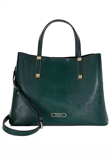 Dune London Dorry Dark Green Branded Hardware Tote Bag | Grattan