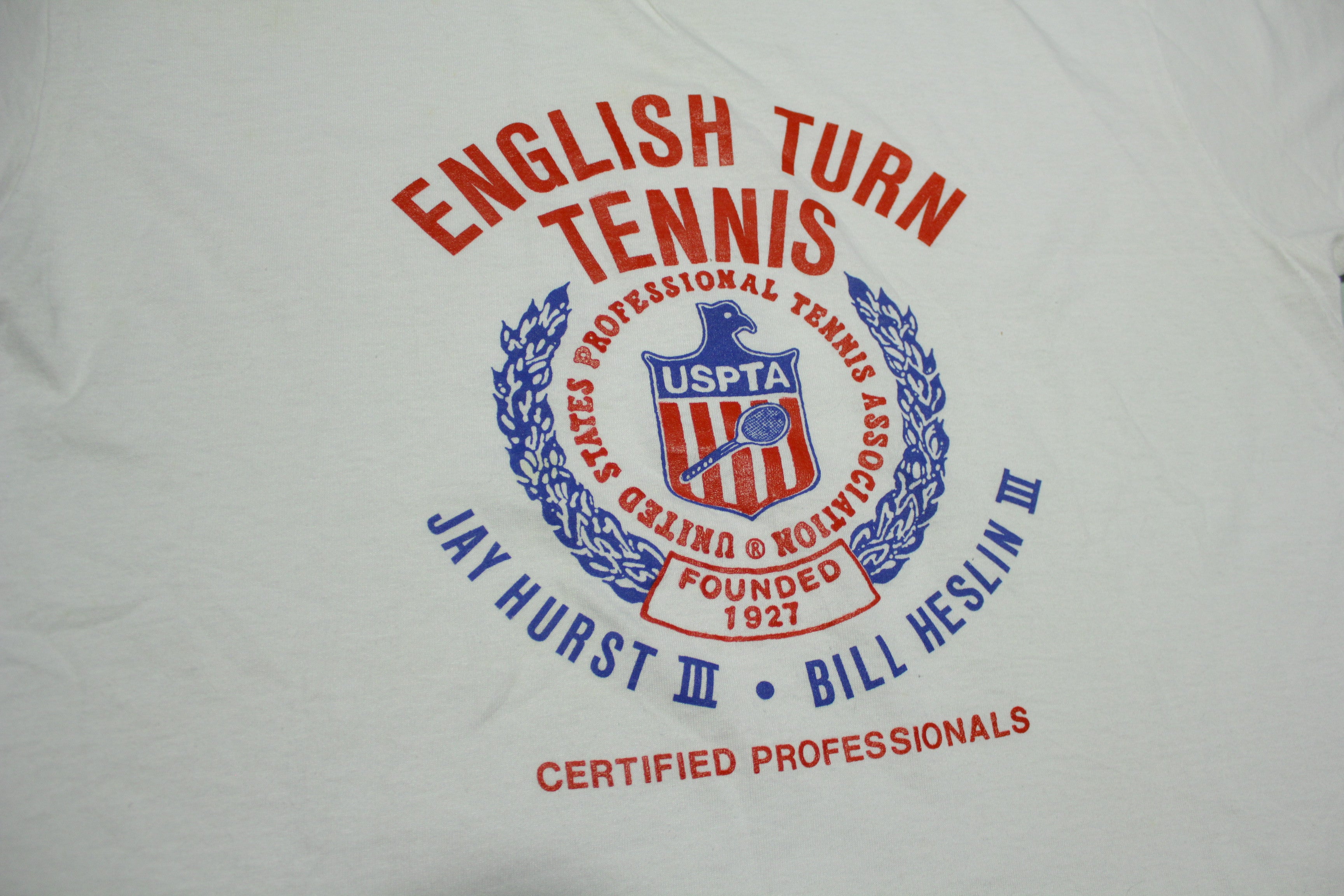 English Turn Tennis Jay Hurst Bill Heslin Vintage Screen Stars 80's 90's T-Shirt