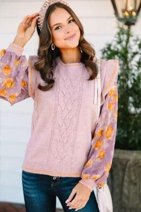 Fate: Love You More Mauve Pink Floral Sleeve Sweater