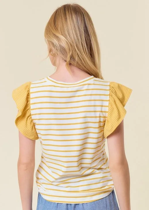 FINAL SALE - Mixed Striped Ruffle Tops - 2 Colors!