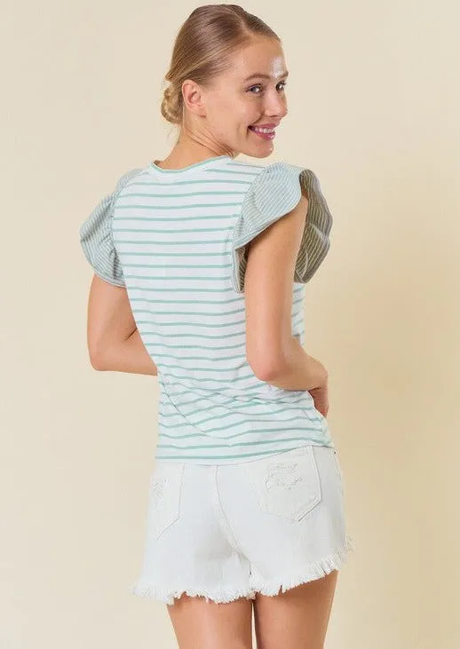 FINAL SALE - Mixed Striped Ruffle Tops - 2 Colors!