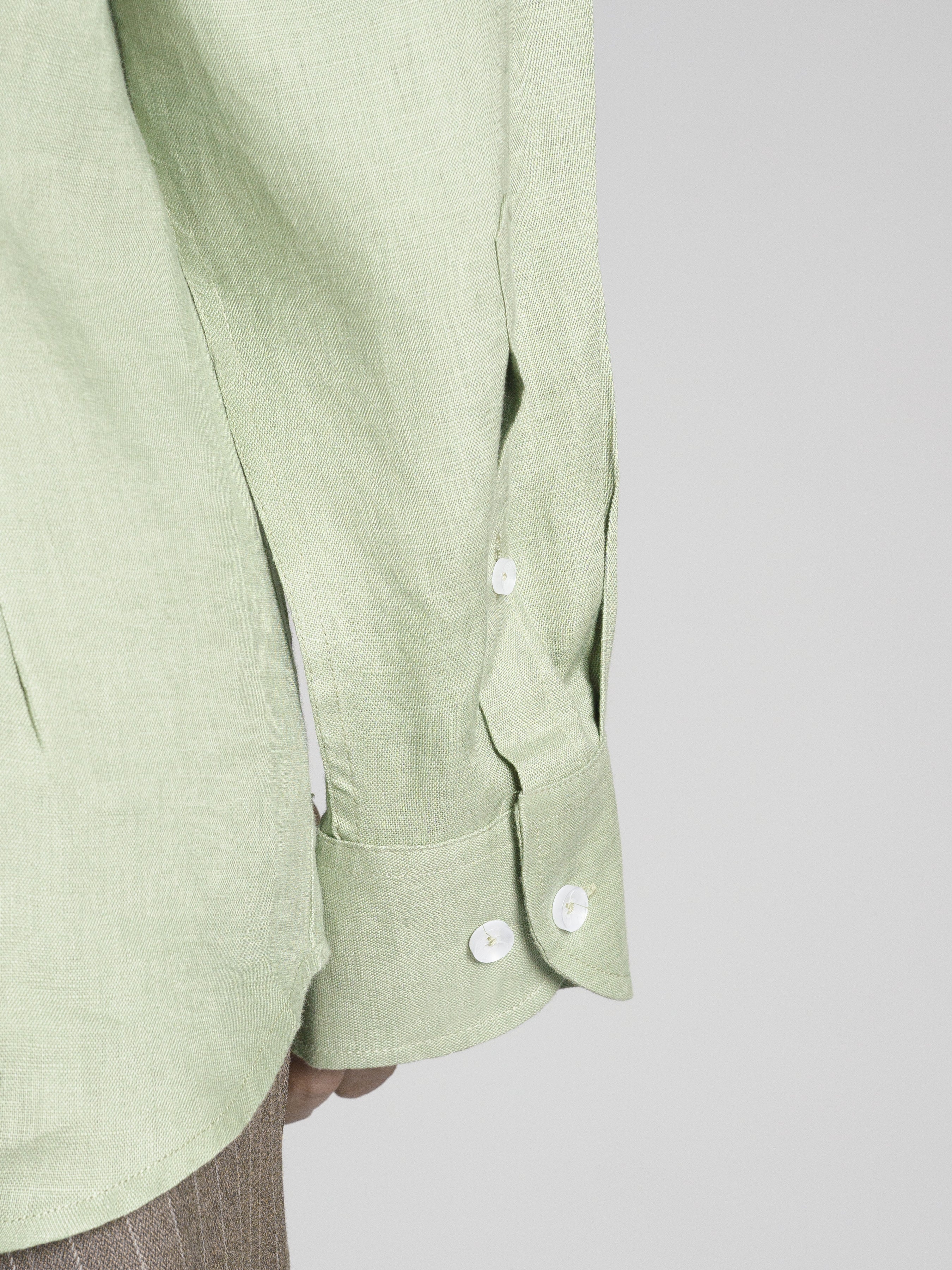 Franco Linen Shirt - Green Windsor Collar