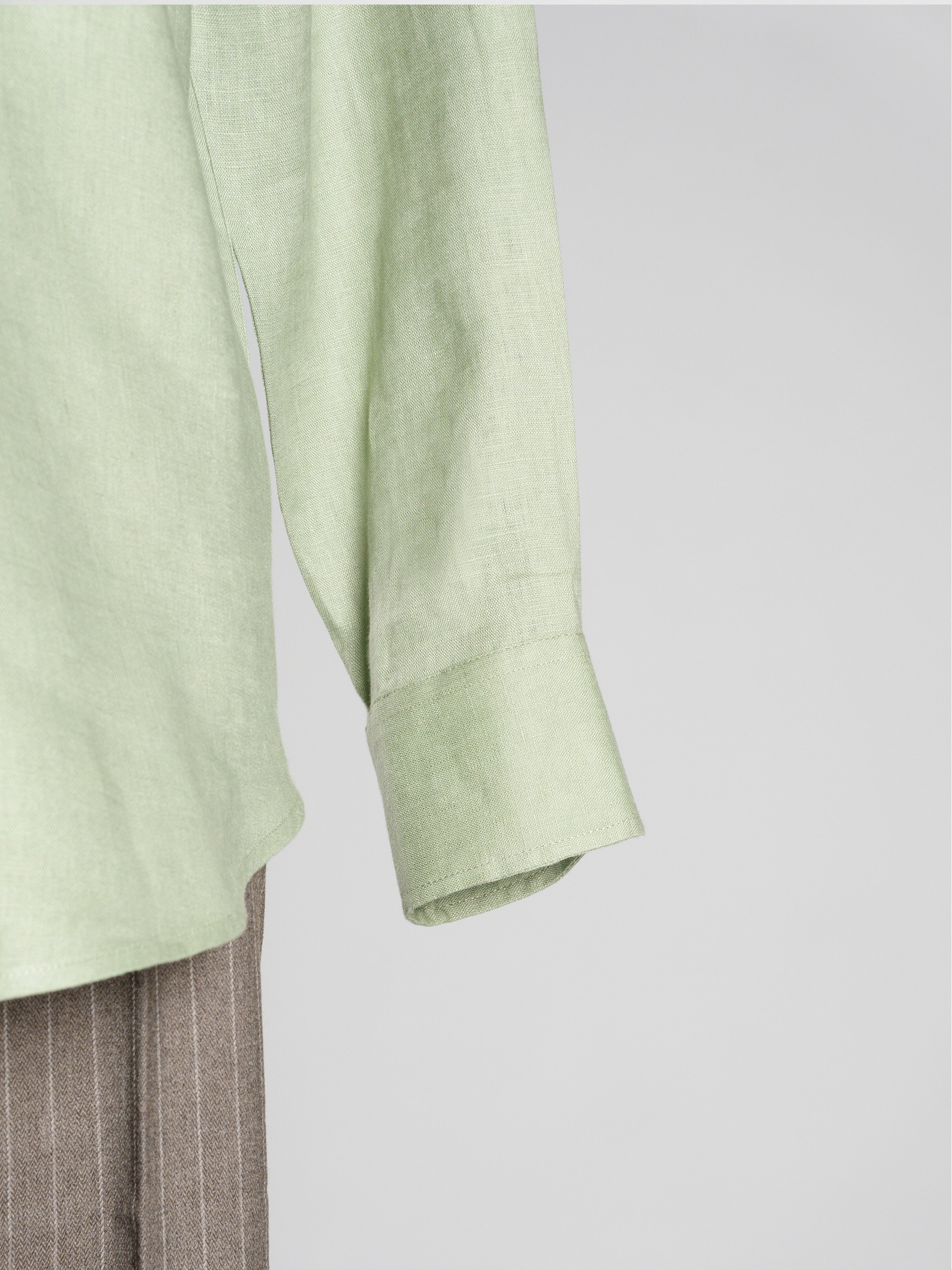 Franco Linen Shirt - Green Windsor Collar