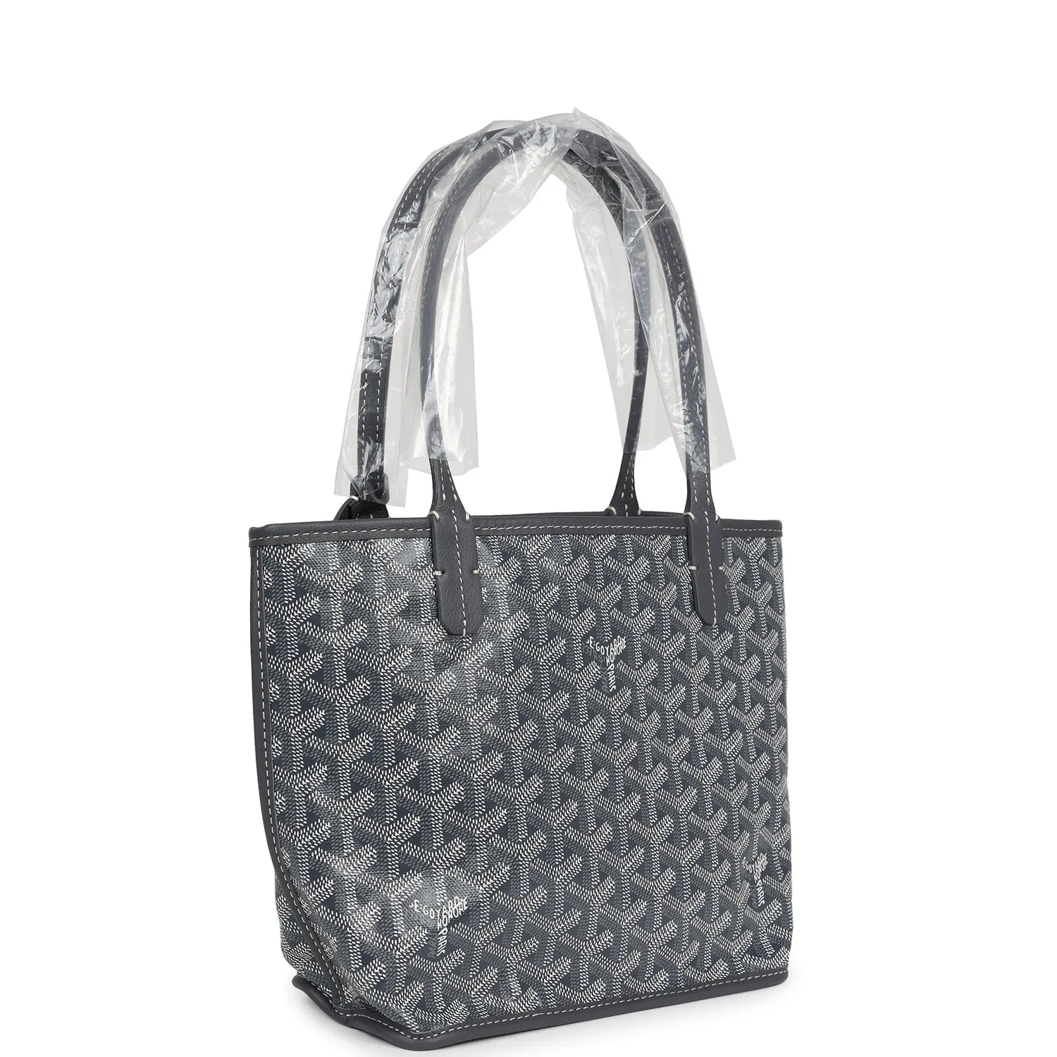 Goyard Goyardine Grey Anjou Mini Reversible Tote Bag Palladium Hardware