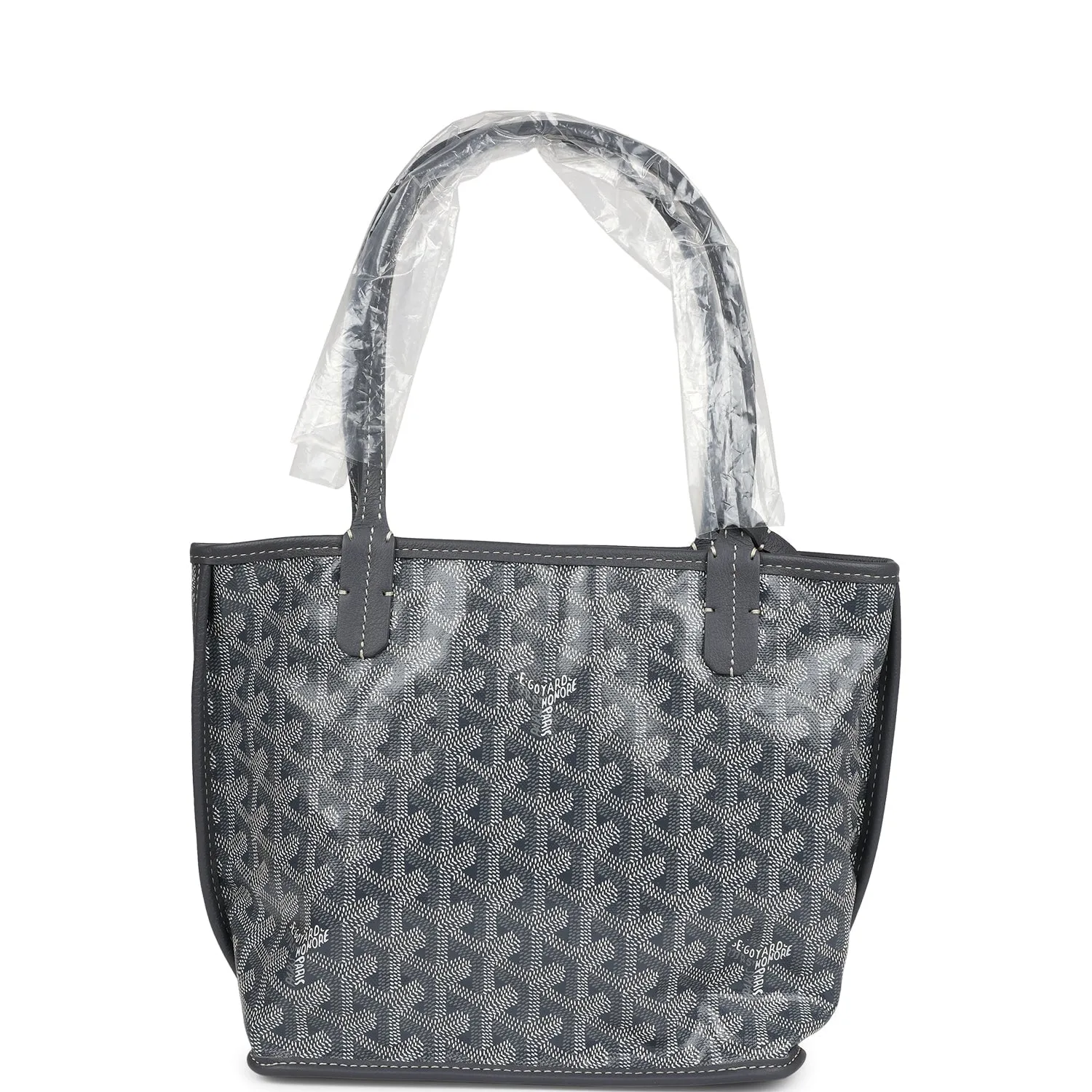 Goyard Goyardine Grey Anjou Mini Reversible Tote Bag Palladium Hardware