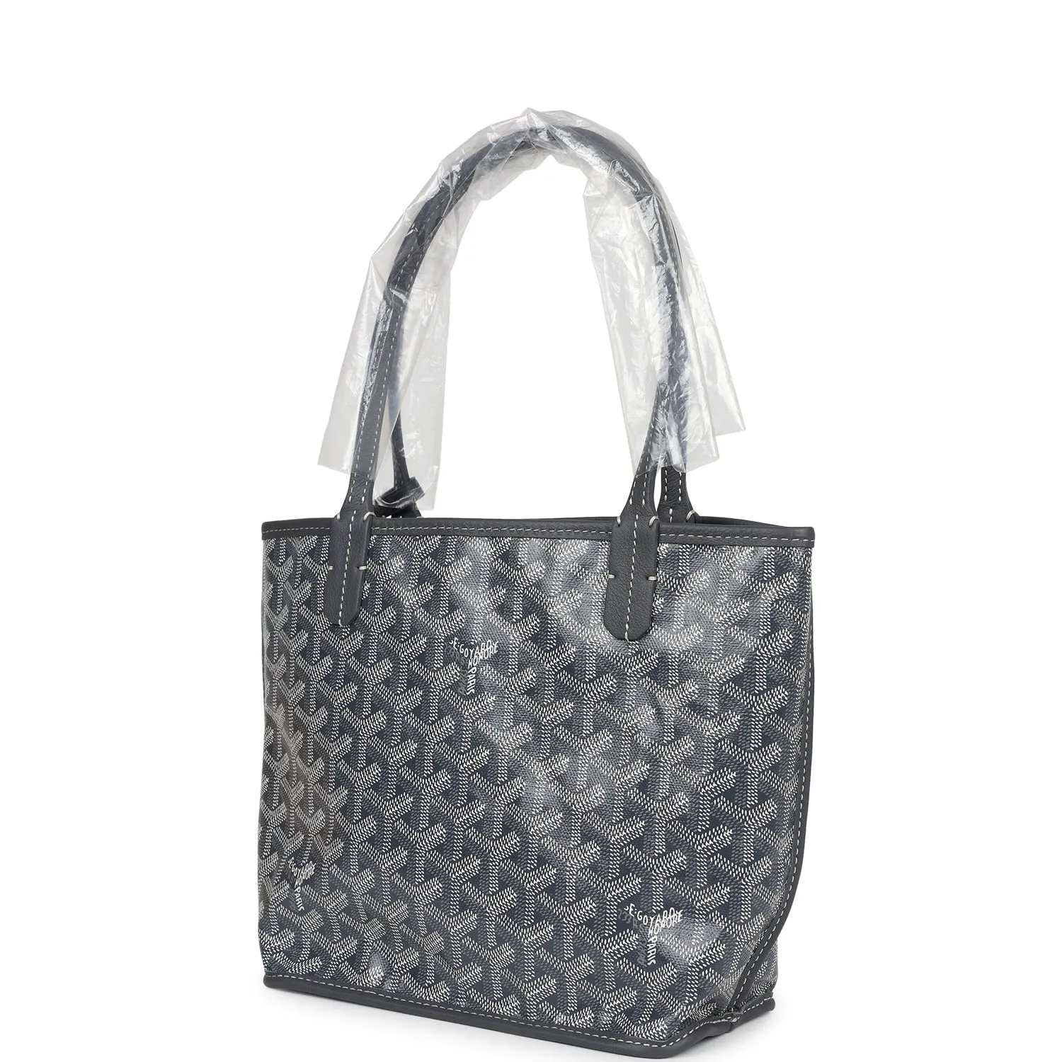 Goyard Goyardine Grey Anjou Mini Reversible Tote Bag Palladium Hardware