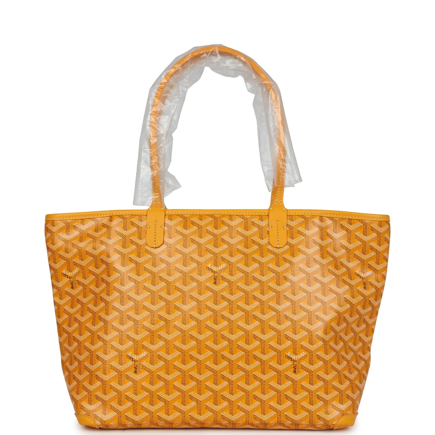 Goyard Goyardine Yellow Hand-Painted Artois PM Tote Bag Palladium Hardware