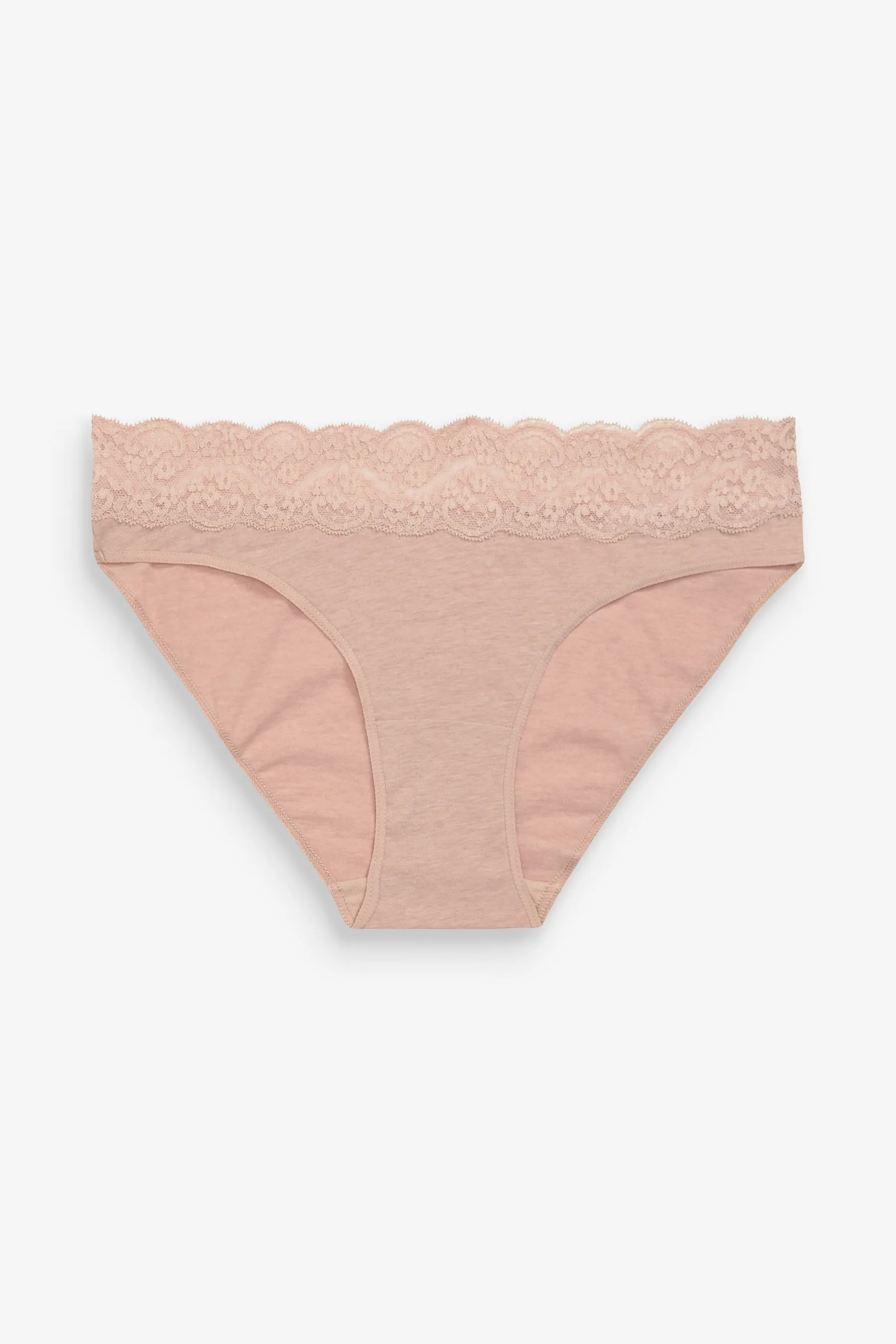 Grey Marl/Pink/Plum High Leg Cotton and Lace Knickers 4 Pack