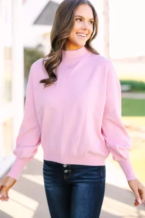 Happy With You Pink Heart Applique Sweater