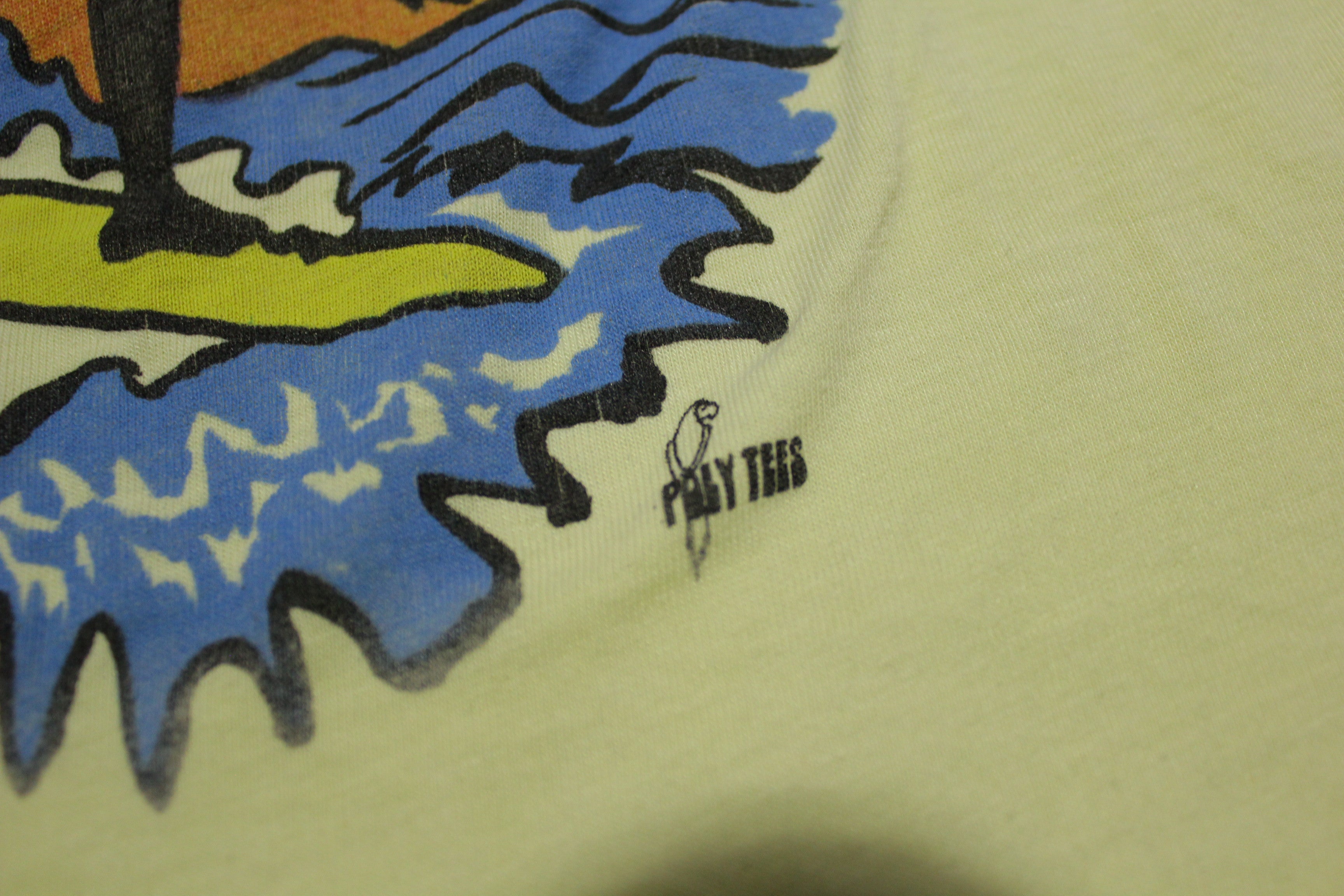 Hawaii Poly Tees Surfing Vintage 80's Combed Cotton Tank Top