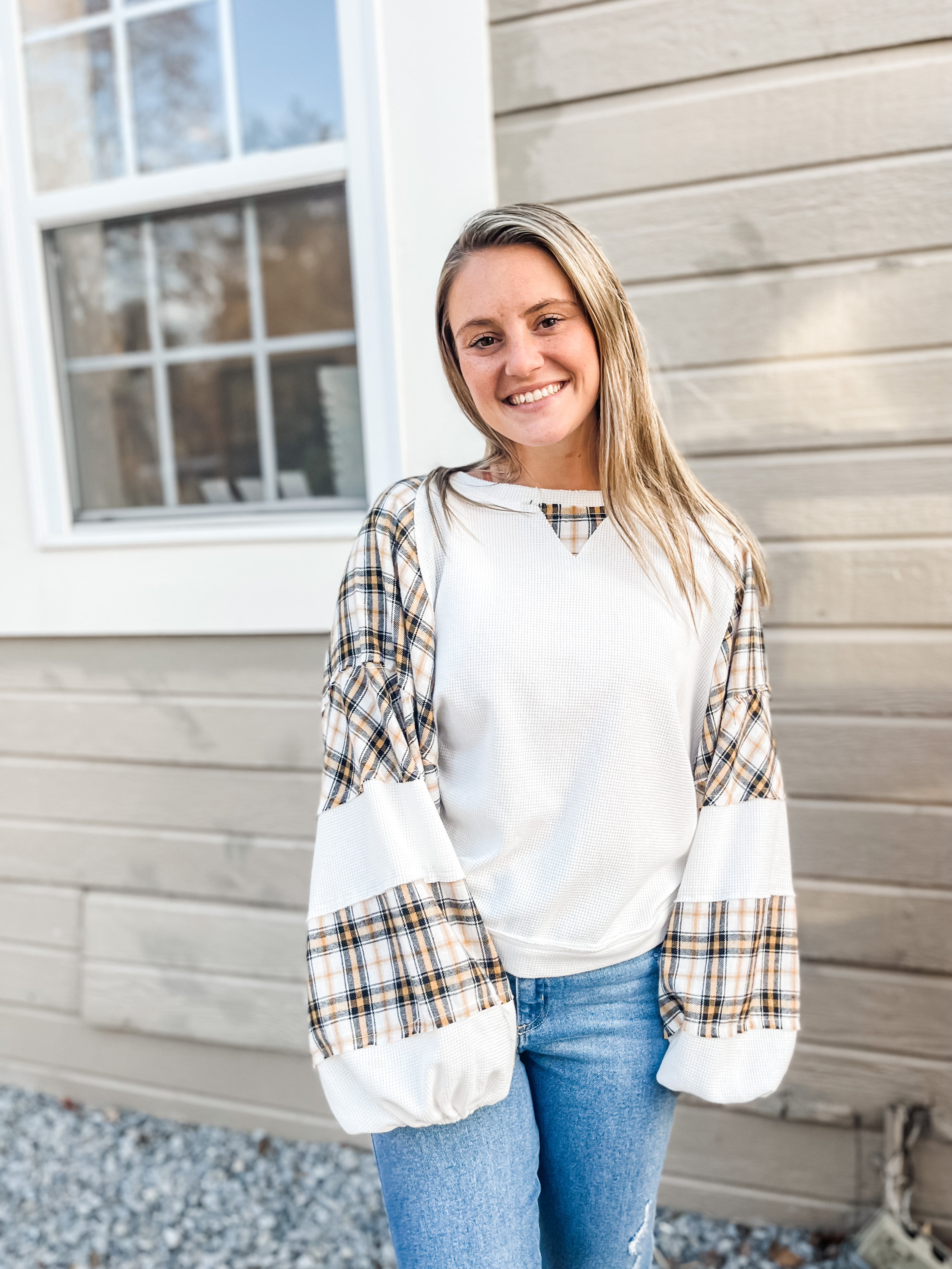 Honey Bee Waffle Knit Top