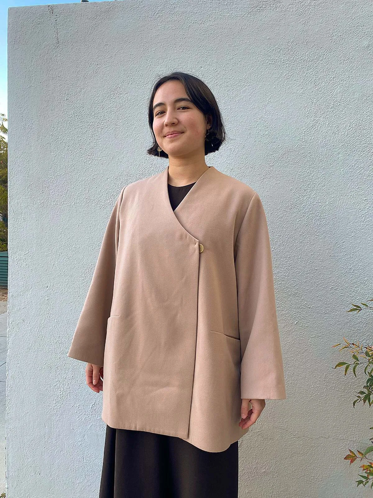 Keiki Overlap Pocket Coat - Camel