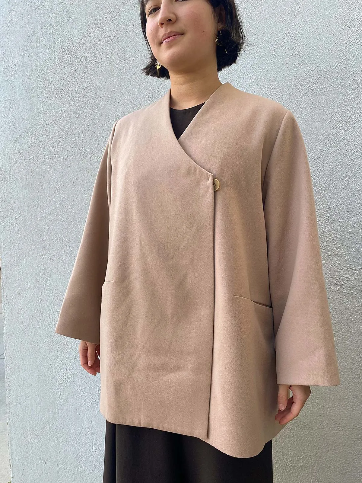 Keiki Overlap Pocket Coat - Camel