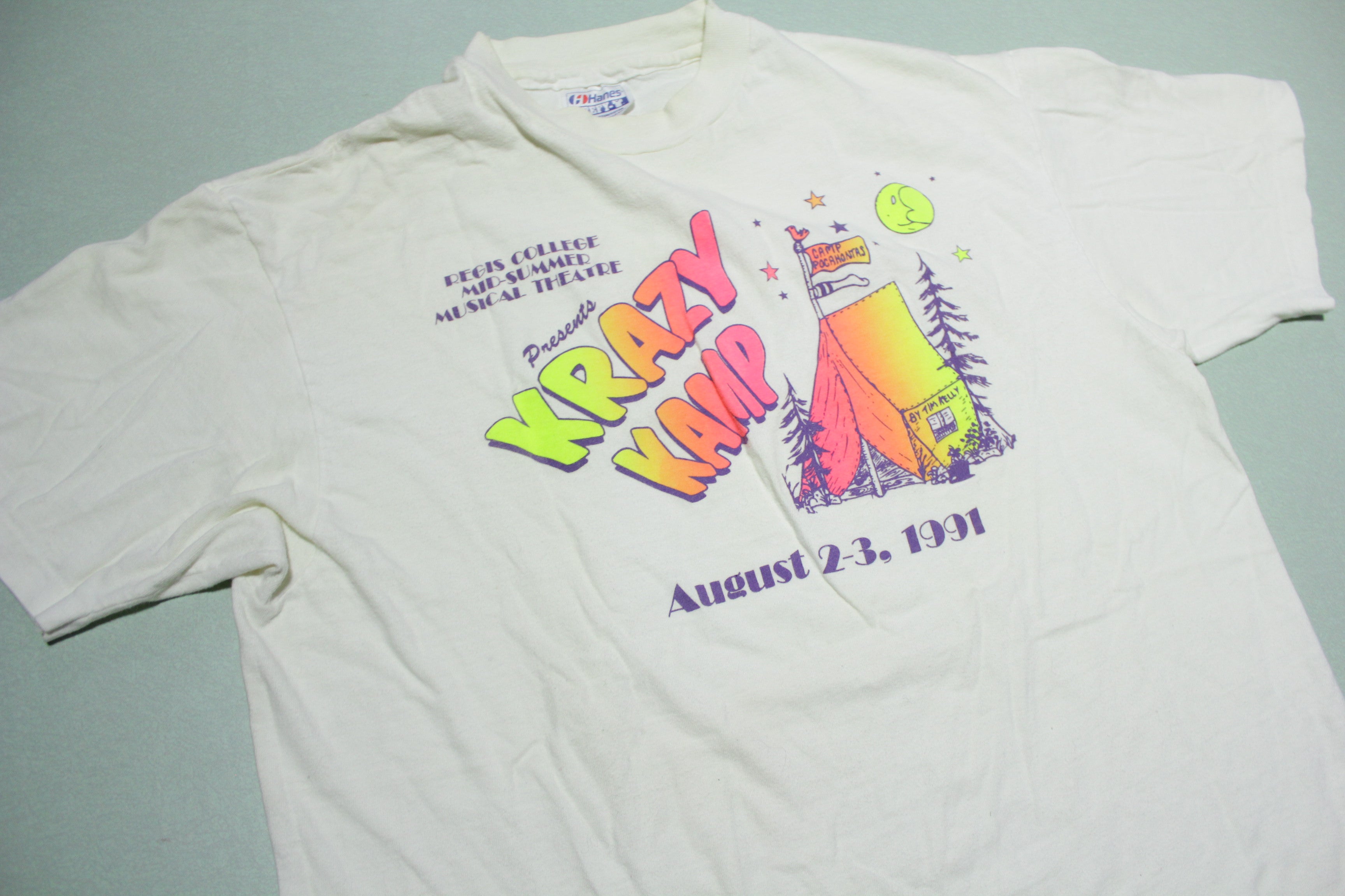 Krazy Kamp 1991 Vintage Mid Summer Musical Theater Neon 90's T-Shirt