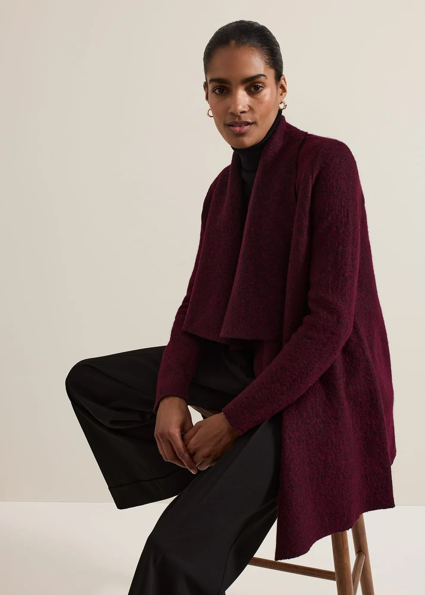 Lana Textured Drape Knit Coat