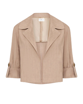 Linen Open Jacket (Beige)