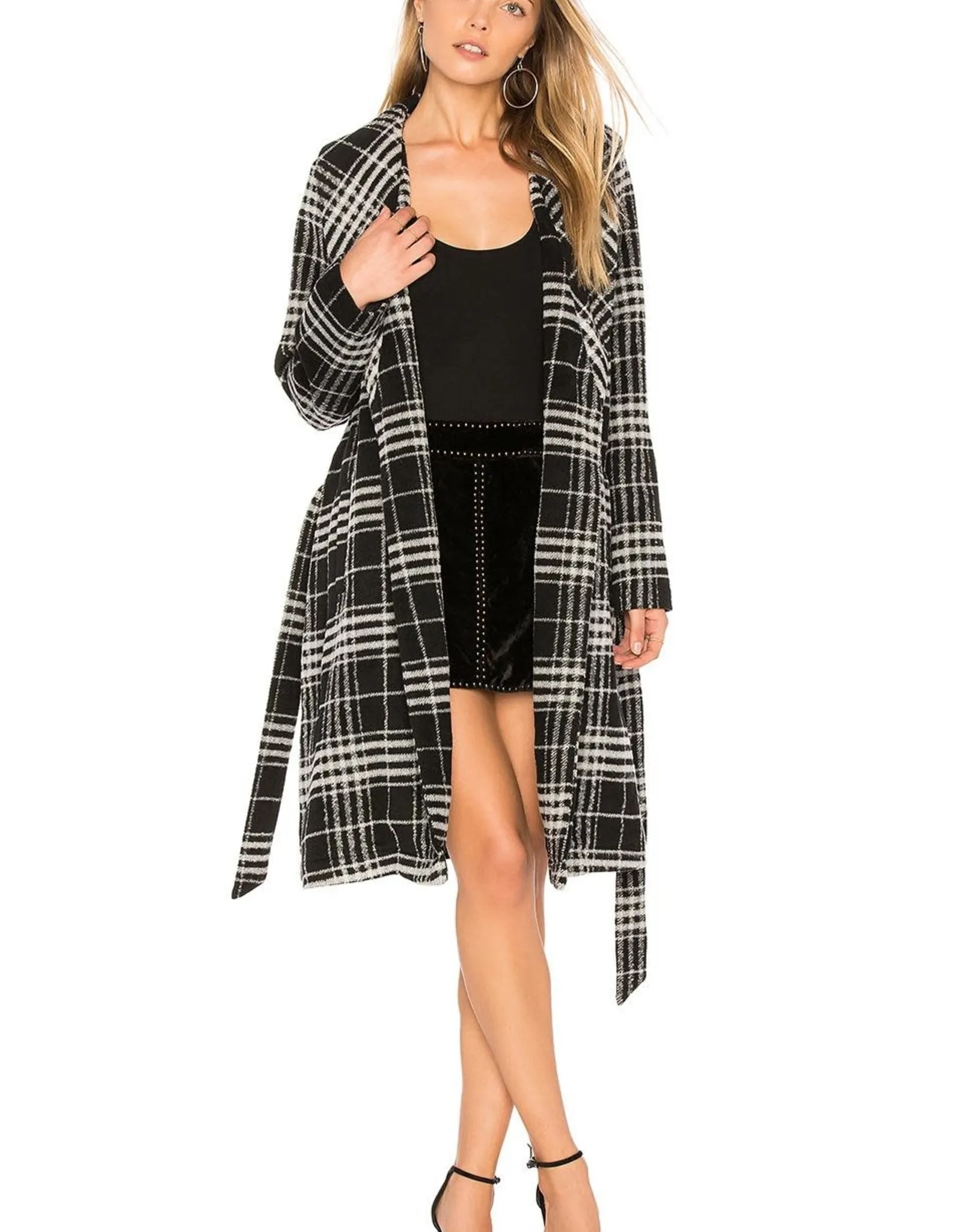   Long Plaid Wrap Coat