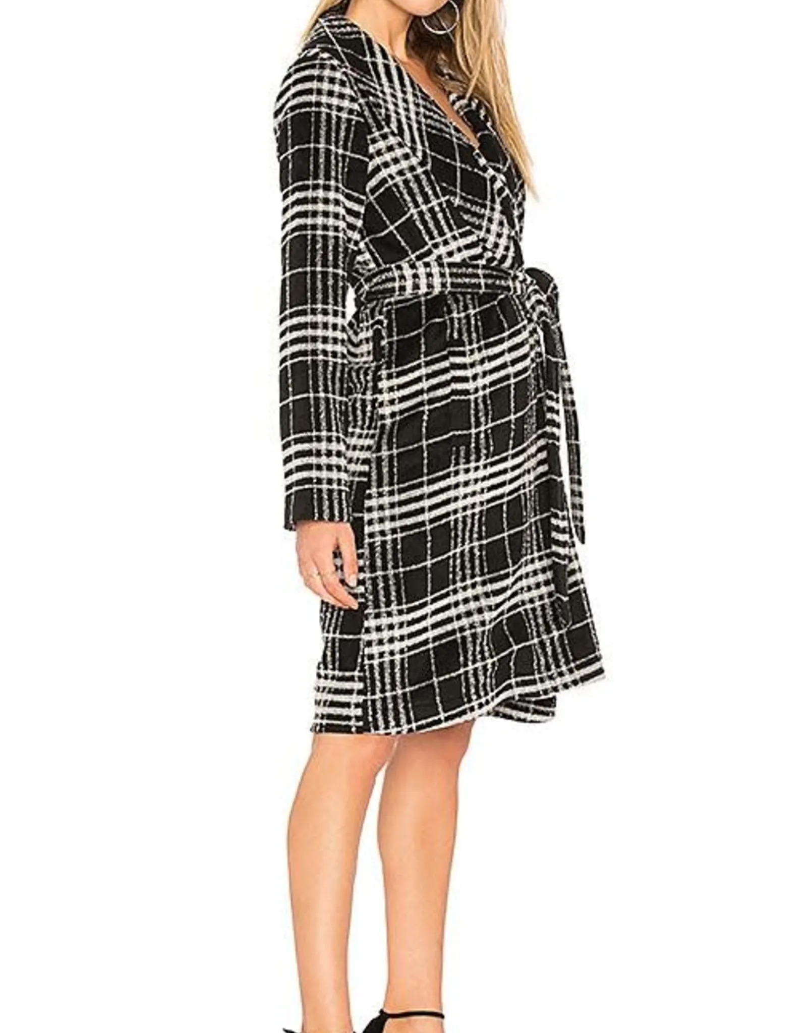   Long Plaid Wrap Coat