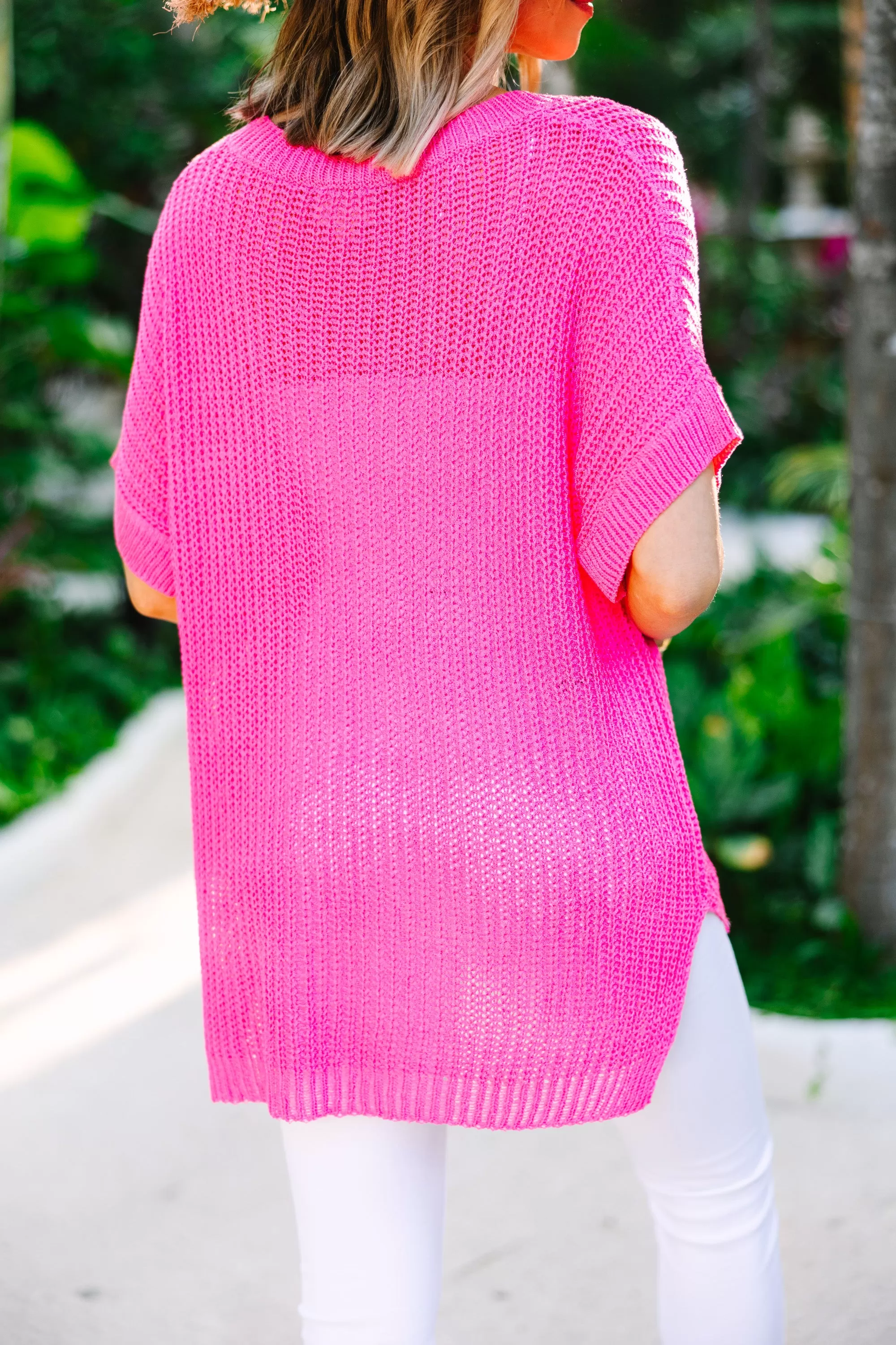 Make It All Right Neon Pink Short Sleeve Sweater