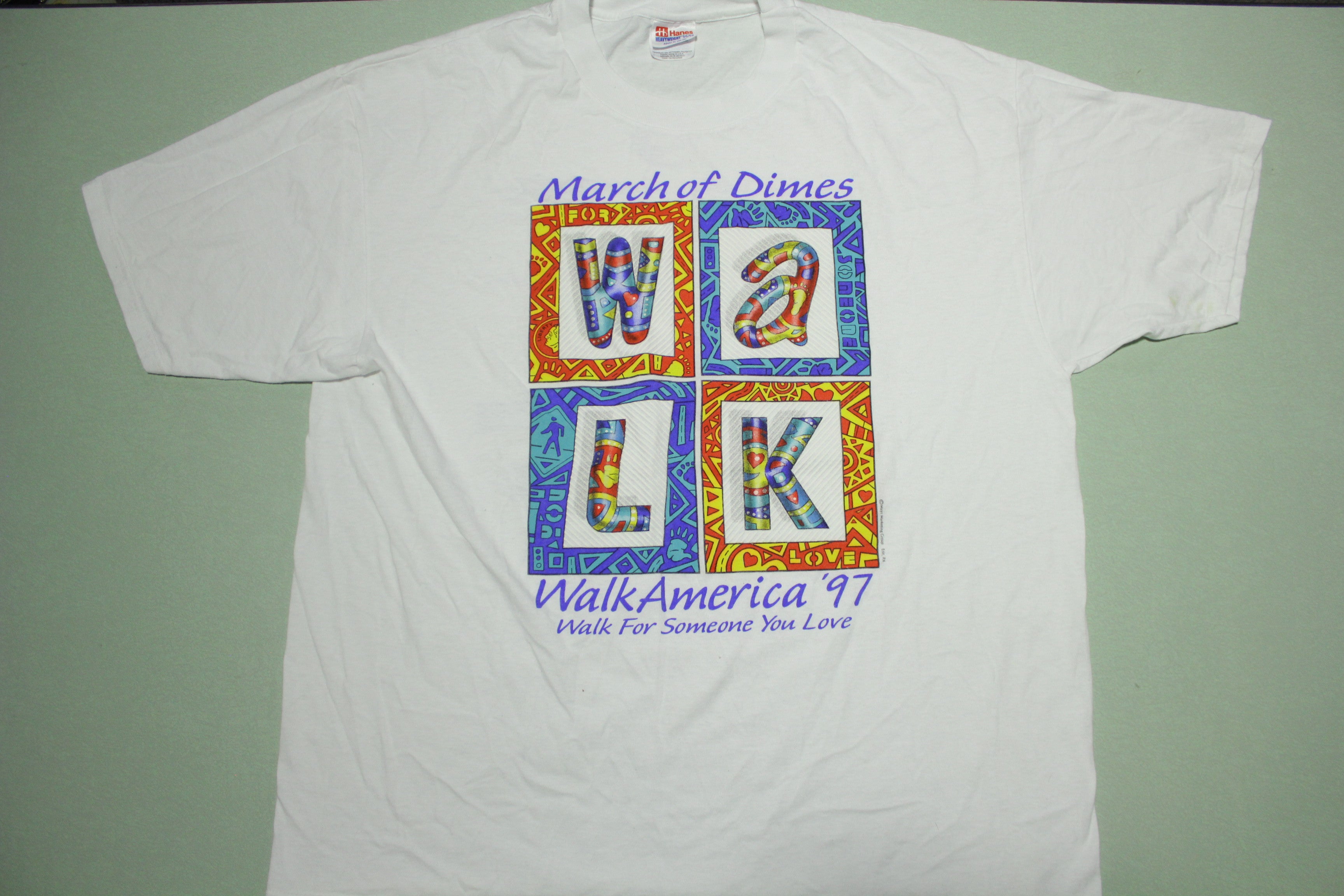 March of Dimes 1997 Walk America Vintage 90's Hanes Fund Raise T-Shirt