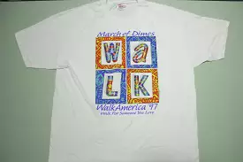 March of Dimes 1997 Walk America Vintage 90's Hanes Fund Raise T-Shirt