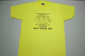 Math Bridge 1989 Vintage World Map Screen Stars T-Shirt