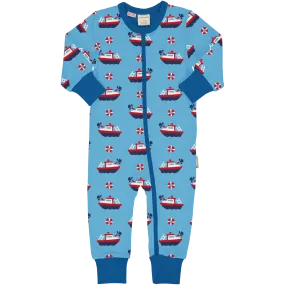 Maxomorra Fireboat Organic Cotton Long Sleeved Sleepsuit