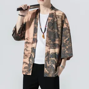 Mens Cardigan Loose Jacket Coat Baggy Tops