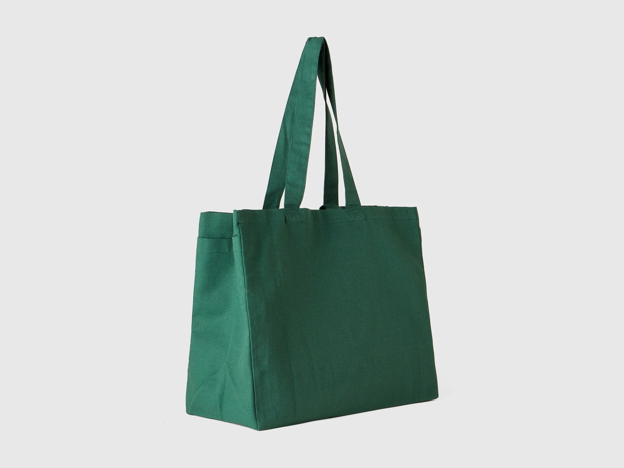 Military green tote bag in pure cotton - Military Green | Benetton