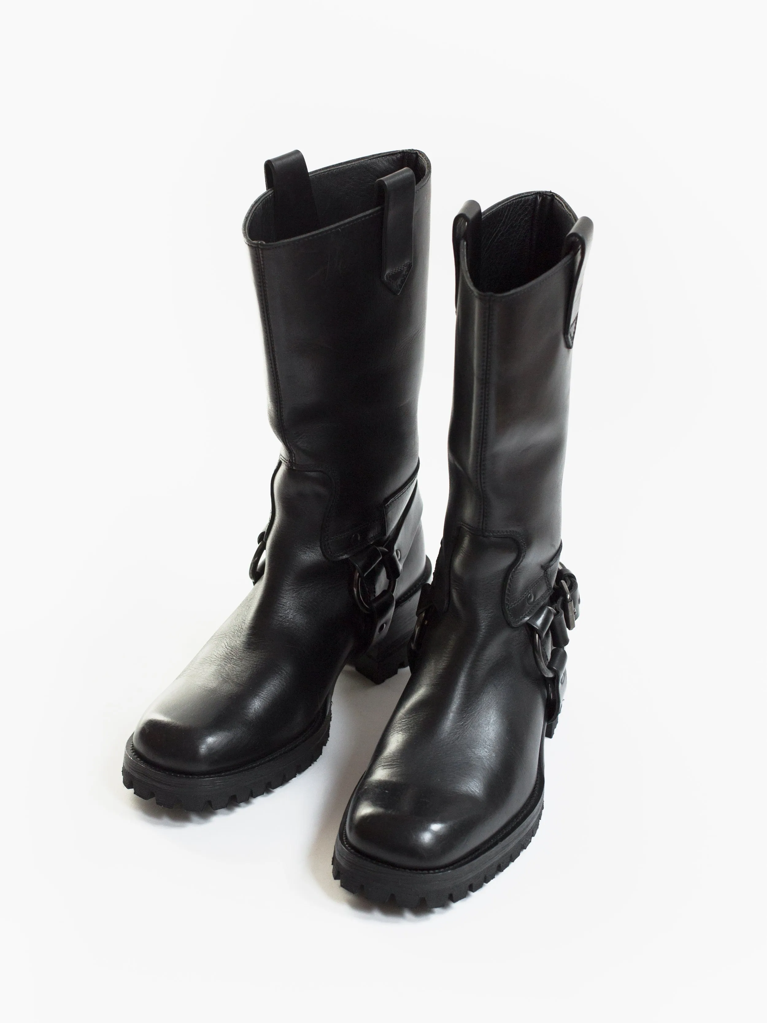 Miu Miu Lug Sole Harness Riding Boots