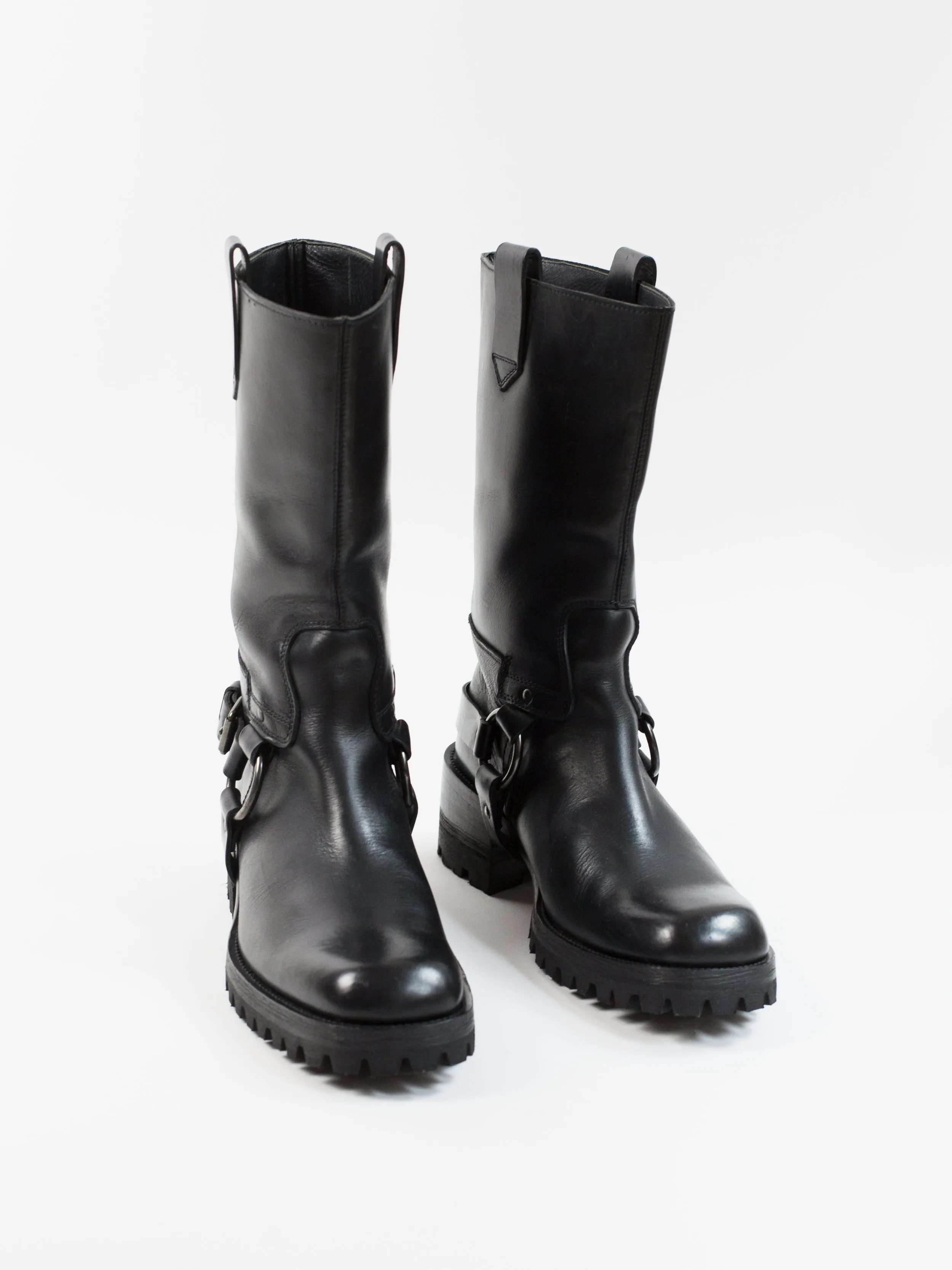 Miu Miu Lug Sole Harness Riding Boots