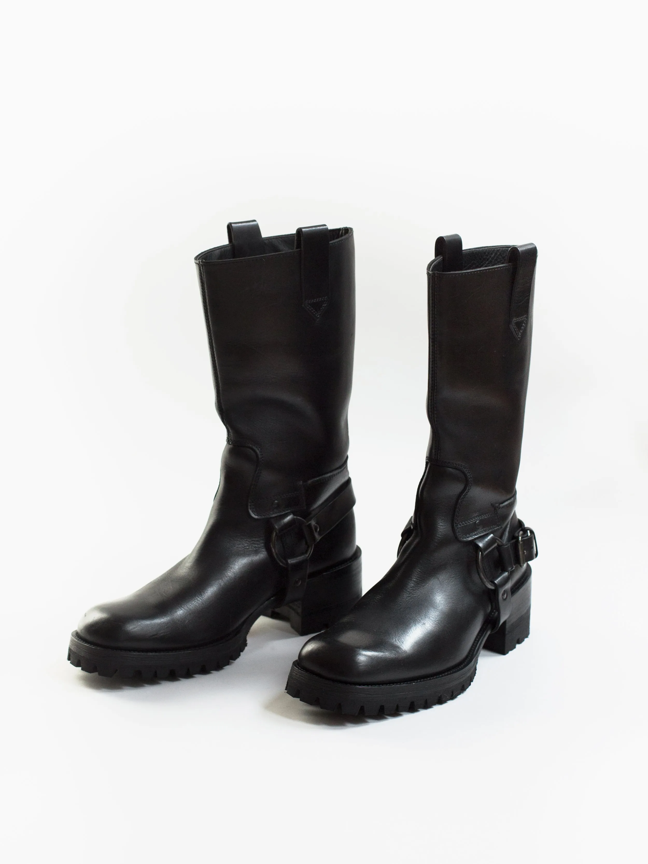 Miu Miu Lug Sole Harness Riding Boots