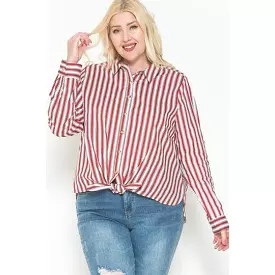 Multi Stripe Side Slit Cotton Shirt