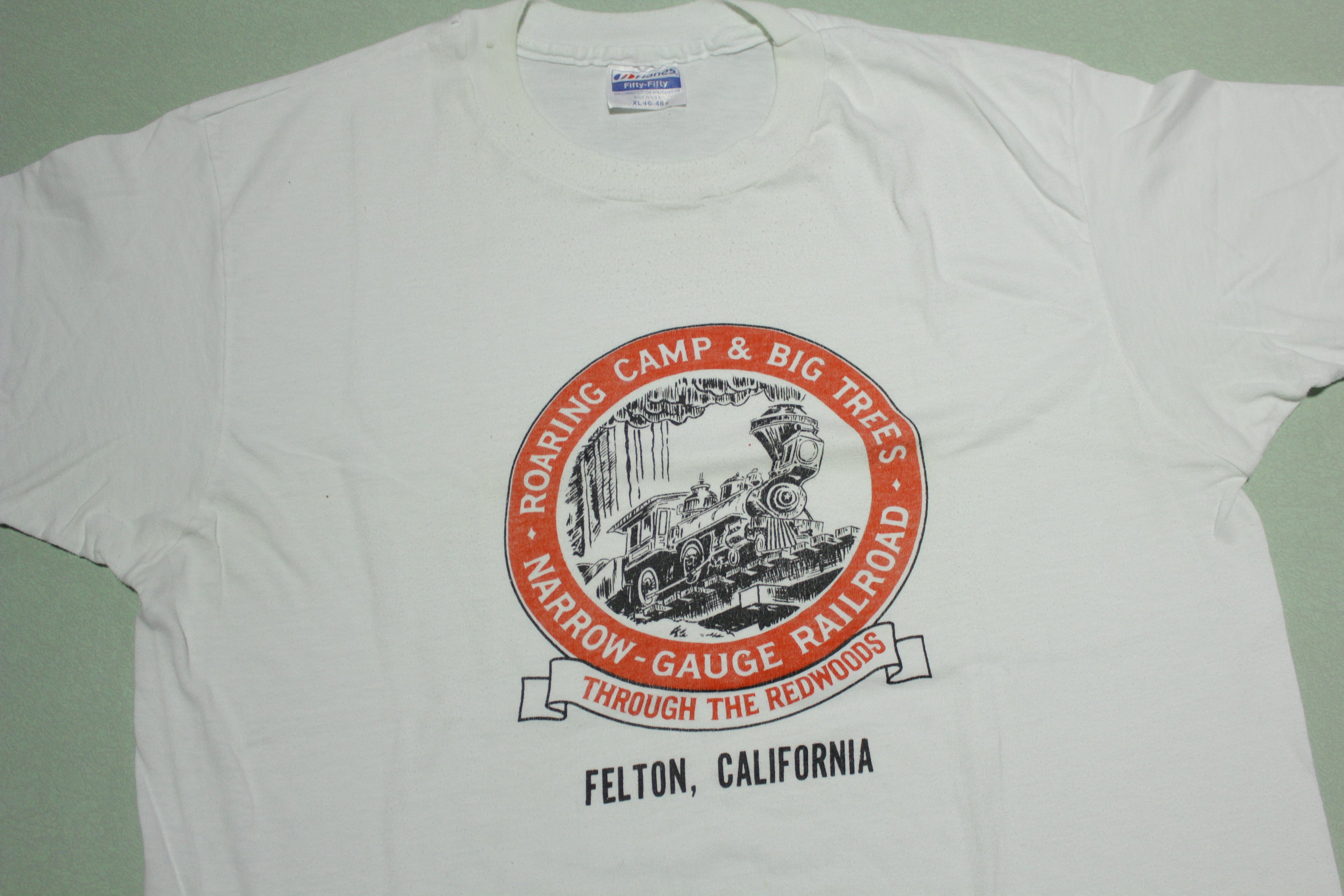 Narrow Gauge Railroad Through The Redwoods Felton CA Vintage 80s Train T-Shirt