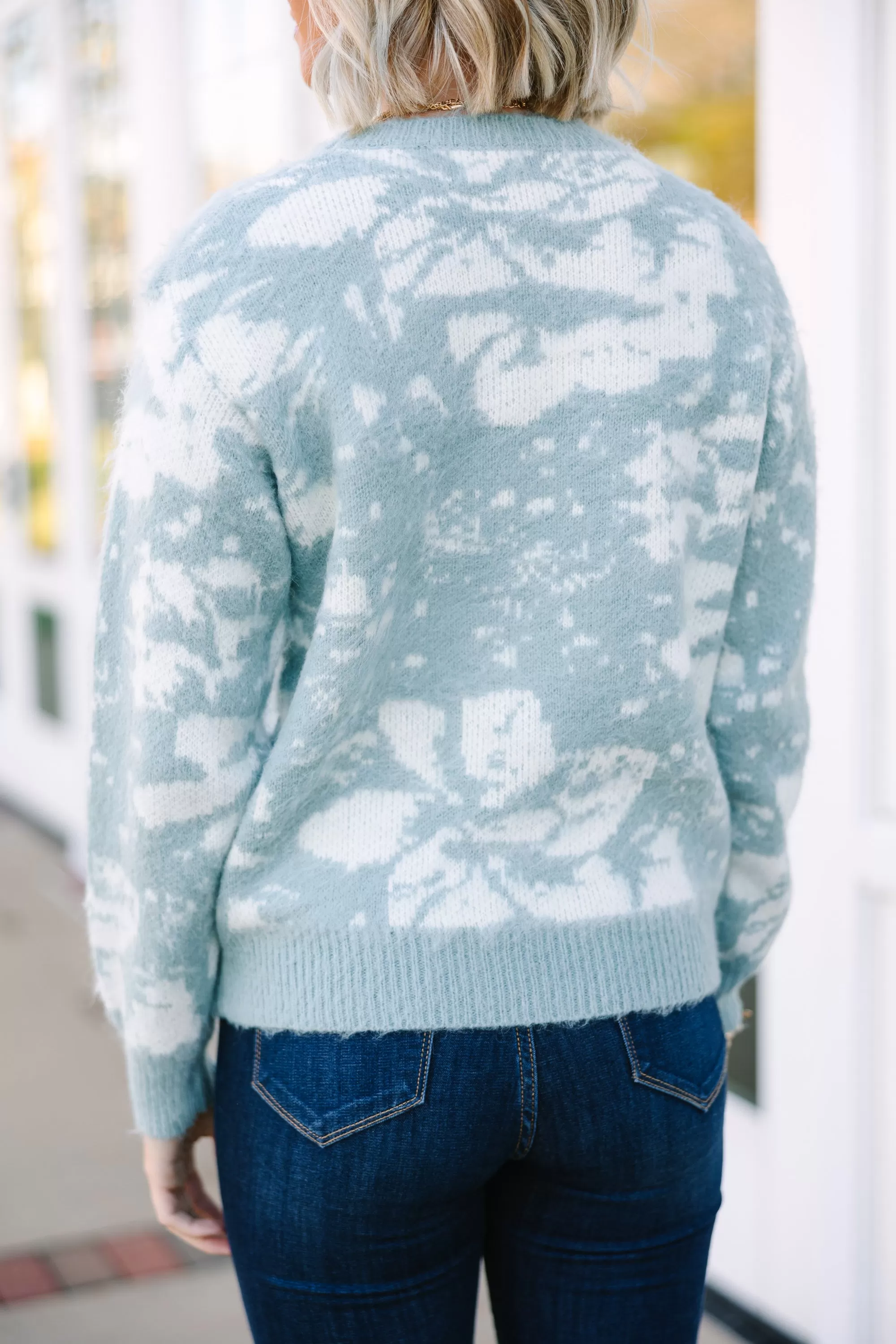 Need You More Light Blue Floral Sweater