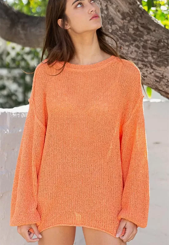 Outseam Long Sleeve Thin Sweater - Orange