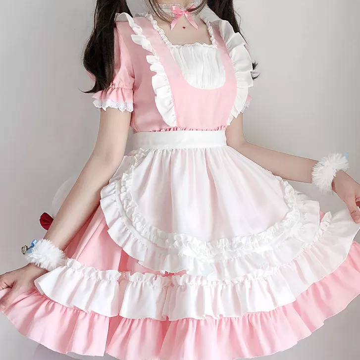 Pink Lolita Cat Maid Cosplay Dress AD210188